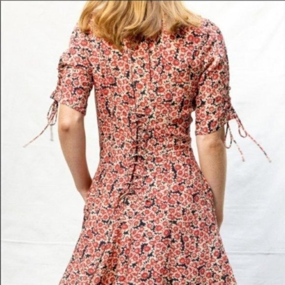 NWT FREE PEOPLE Lace-Up Floral Minidress - Small - Picture 6 of 6